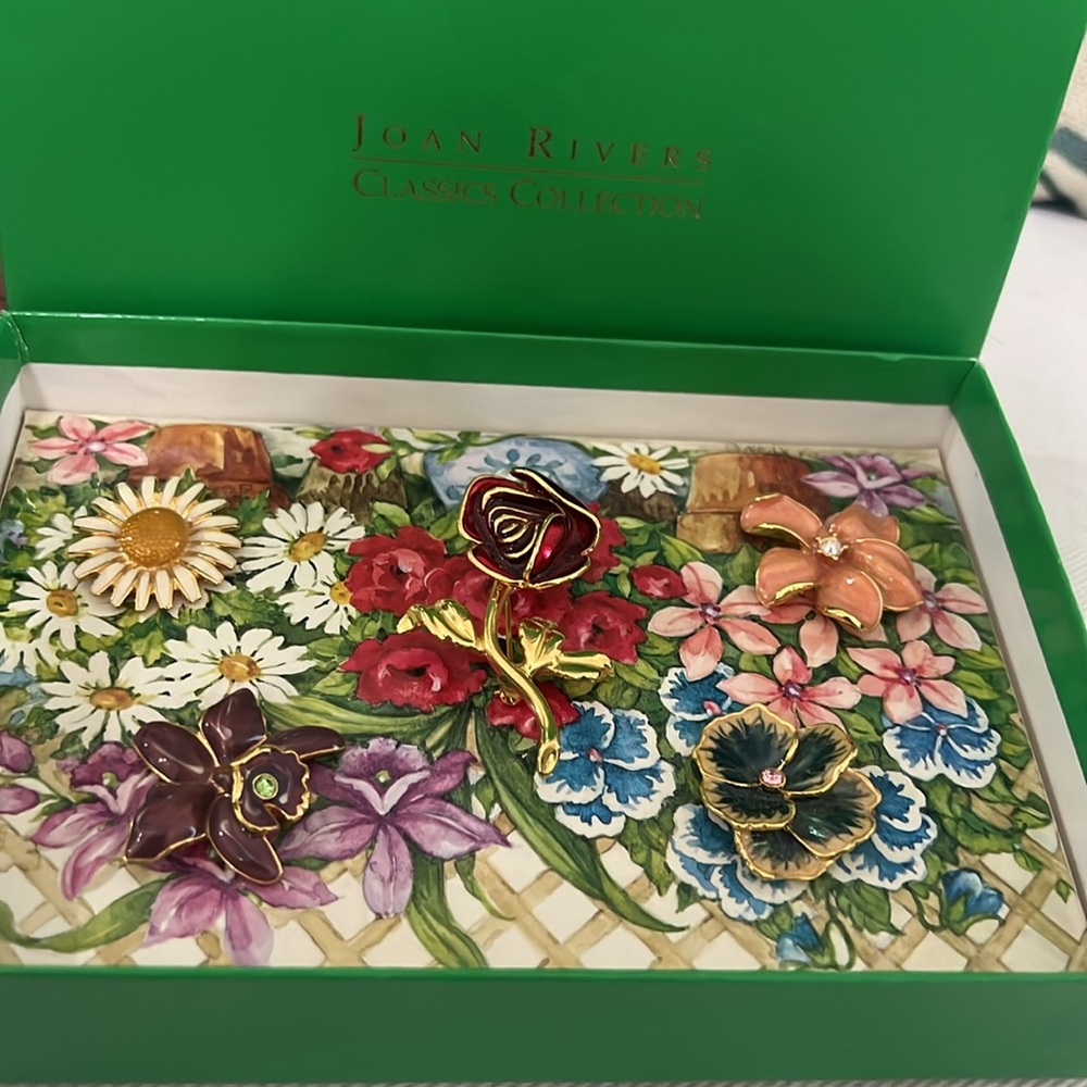 VINTAGE Joan Rivers pin set interchangeable Flower Collection - Picture 4 of 6